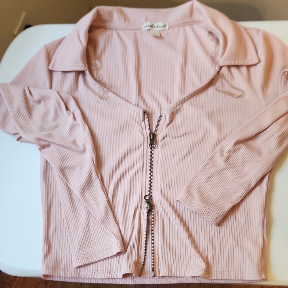 Derek Heart Pink Zip-Up Blouse